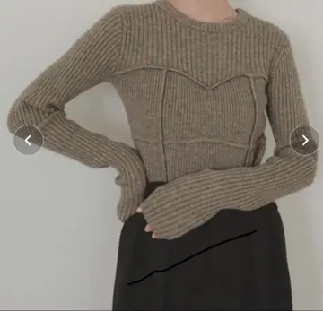 LIAN 뷔스티에 디자인 리브 니트탑 모카