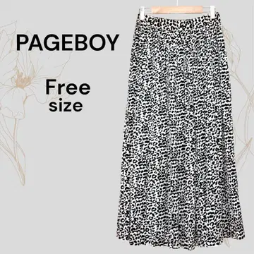 페이지 보이 새상품급 레오파드 무늬 롱 스커트 레오파드 허리밴딩
