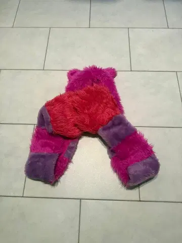 컬러풀 퍼 동물 귀 후드