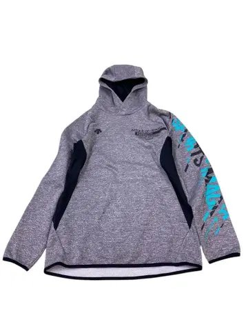 e347 데상트 스포츠 그레이 후드 부착 후드티