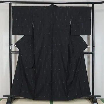 미사용 인기 블랙 카스리 순수 실크 캐주얼 160cm a854