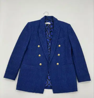 자라 ZARA 트위드 더블 자켓 블루