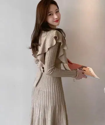 니트 롱 원피스 브라운 계열 프리 사이즈