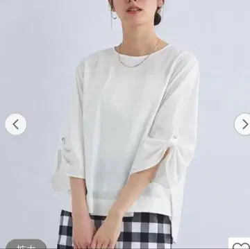 유나이티드 애로우즈 그린 라벨 릴랙싱 화이트 오부소매 블라우스