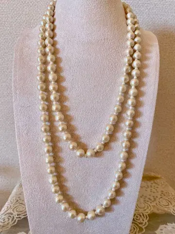 코튼 펄 롱 목걸이