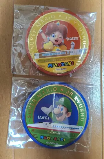 슈퍼 마리오 JR 규슈 캔뱃지 세트 데이지 루이지 2