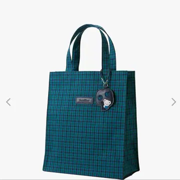파밀리아 파랑과 그린의 체크 토트백