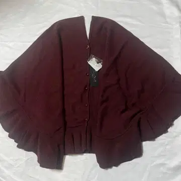 미사용 마리아니 프릴 버건디 니트 가디건
