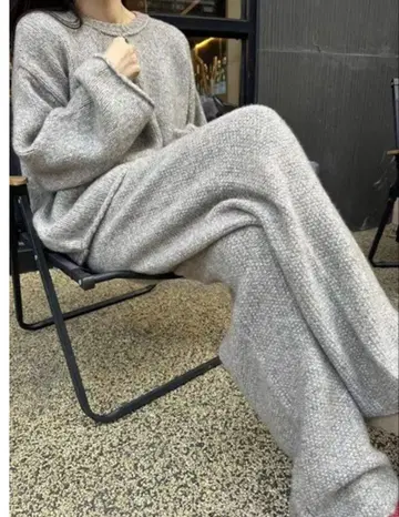 NINE9Uu 니트 셋업 그레이