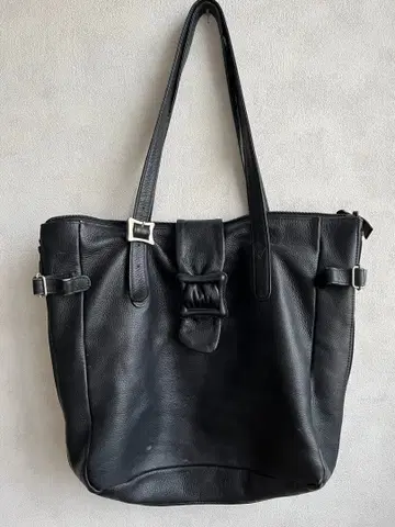 천연 가죽 블랙 토트백