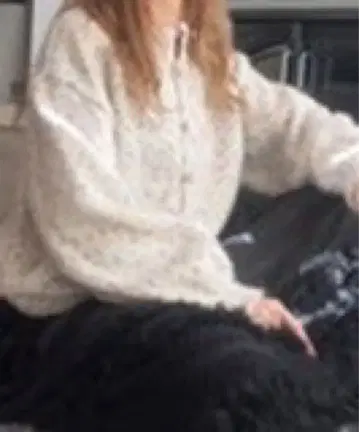 CHIC 화이트 믹스 버튼 니트 가디건 F