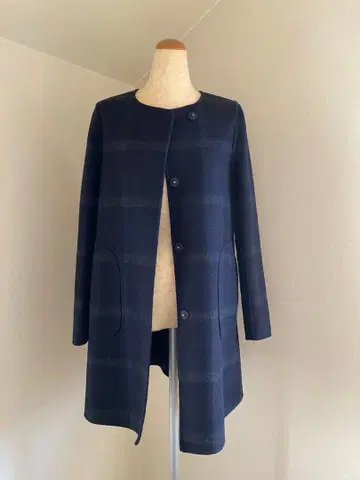 띠어리 리버서블 울 코트 네이비와 차콜 그레이 P 사이즈