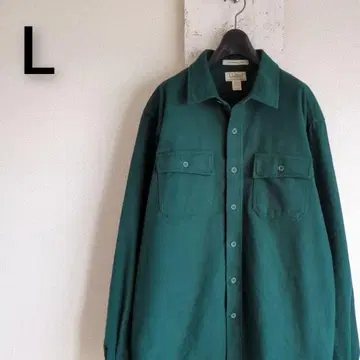 LL Bean 구제 의류 샤모어 셔츠 플란넬 셔츠 그린 L
