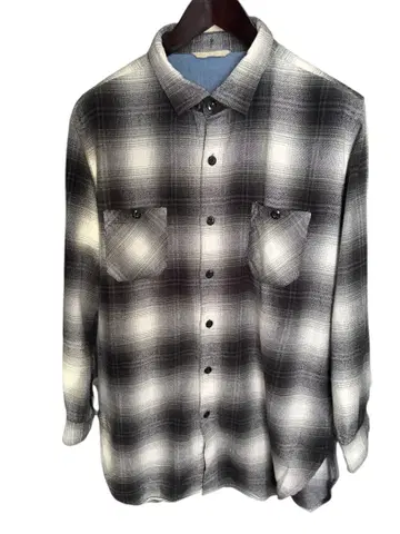 Burnout 옴브레 체크 롱 셔츠