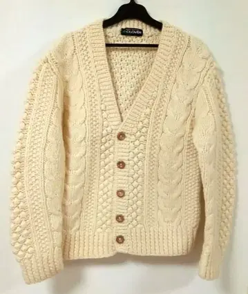 새상품급 빈티지 손뜨개질 아이보리 니트 가디건 쇼와 레트로