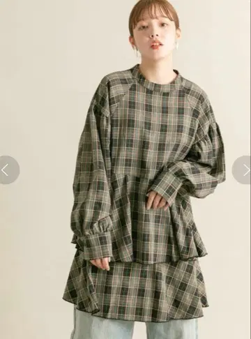 [ 새상품급/구제 의류 ] KBF 티어드 체크 미니 원피스