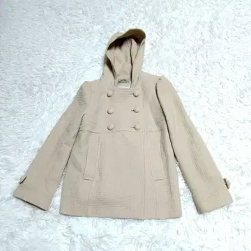 [스노우스케이프] 후드 부착 코트 베이지 더블 버튼 일본제