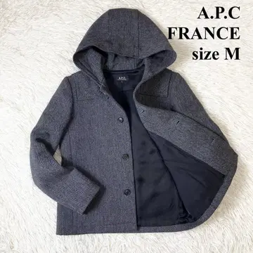 새상품급 [ 프랑스제/A.P.C. ] 헤링본 울 후디드 코트 짙은 그레이