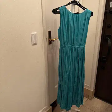 터콰이즈 슬리브리스 롱 원피스