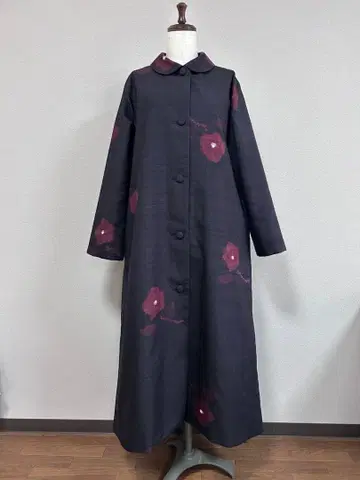 기모노 리메이크 순수 실크 2종 츠무기 리버서블 코트