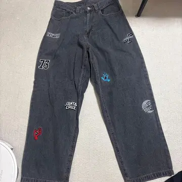 SANTA CRUZ 자수 디자인 데님 팬츠 L 사이즈