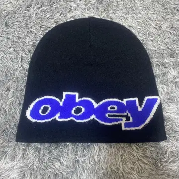 obey 로고 블랙 비니