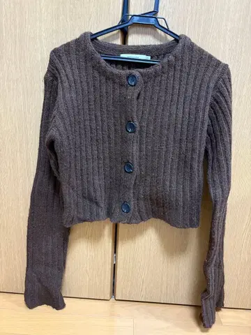 MOUSSY 브라운 리브 니트 가디건