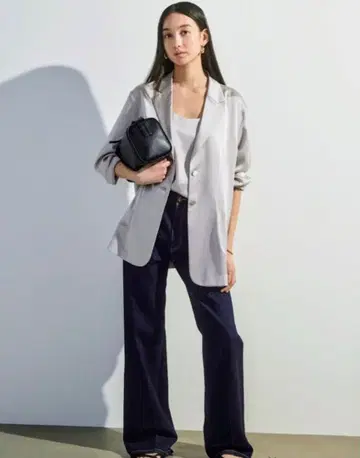 플라스테 하루노부무라타 트리아세 새틴 자켓 슬리브리스 블라우스 세트