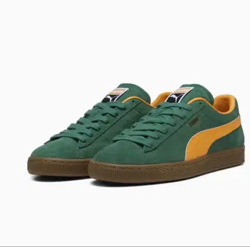 PUMA 스웨이드 그린/오렌지 스니커즈