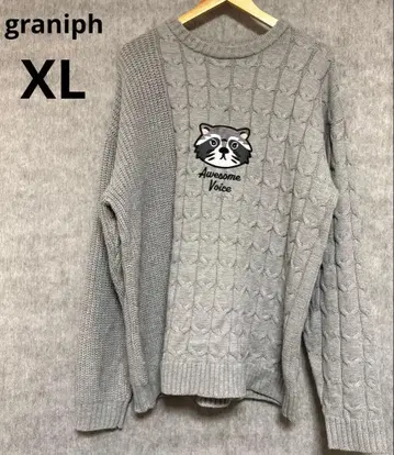 [빅 사이즈] graniph 오썸보이스 너구리 니트 XL 그레이