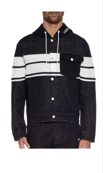 ARMANI EXCHANGE 데님 후디드 블루종