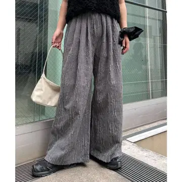 새상품 그레이 [ CIAOPANIC TYPY ] 자카드 턱 와이드 팬츠