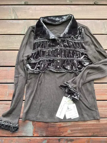 C'est moijeu 다크 브라운 긴팔 블라우스