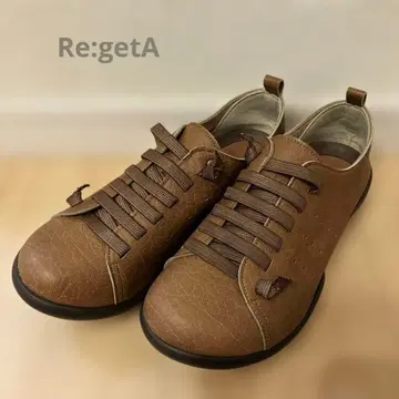 새상품급! 리게타 Re:getA 밴딩 끈 플랫슈즈 카멜 S