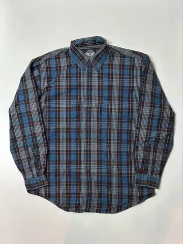 DOCKERS 긴팔 체크 셔츠 블루 계열 버튼 다운 M 사이즈