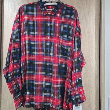 BLUE FROCE 로브 체크 무늬 긴팔 셔츠