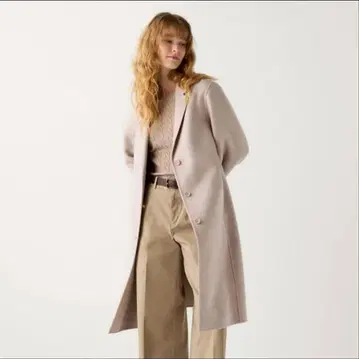 베이지 더블 페이스 울 롱 코트 M