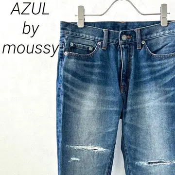 AZUL by moussy 데님 팬츠 스키니 데미지 가공 스트레치