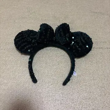 미키 귀 스팽글 머리띠 블랙