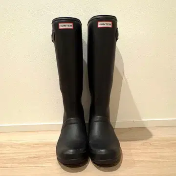 HUNTER 블랙 레인부츠 롱