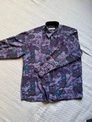 [ 90s 빈티지 ] 올 패턴 셔츠 추상 패턴 퍼플/청록색