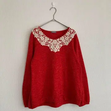 시네마 클럽 가슴 레이스 니트 긴팔 M 크루넥 스웨터 a983