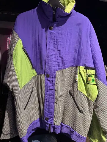 나일론 자켓 보라색 그린 스트라이프