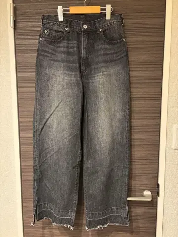 DU JOUR 그레이 와이드 레그 데님 팬츠