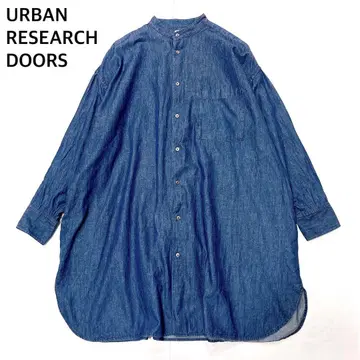 [ 새상품급 ] 어반 리서치 도어스 밴드 카라 데님 긴팔 튜닉 블라우스