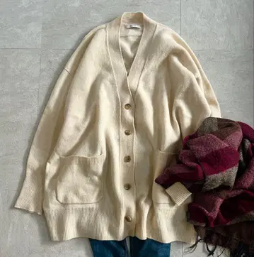 저널 스탠다드 울 캐시미어 홀 가먼트 V넥 가디건