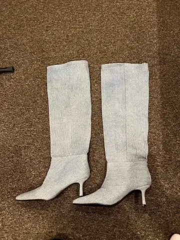 여성용 데님 롱 부츠