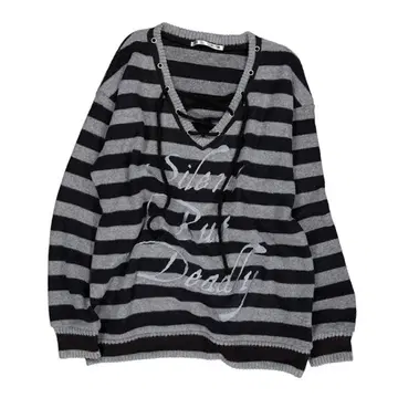 SETUPEXE STRIPE V-NECK MTM / BLACK