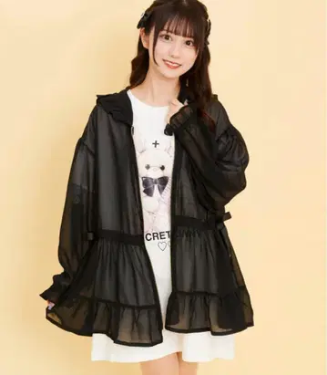 Secret Honey 쉬폰 볼륨 리본 후드티