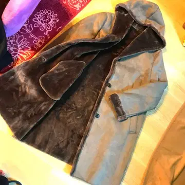 UNIQLO 후드 부착 무스탕(페이크) 롱 코트 새상품급 xL